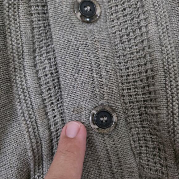 Vintage Wool Argyle Cardigan Sweater Mens M Beige Equestrian Preppy Coat Lined - Picture 4 of 10